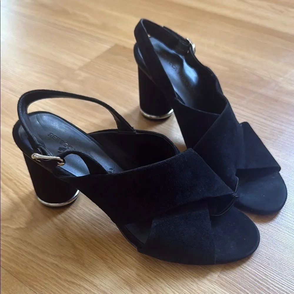 Rebecca Minkoff Heels Sandals Black Suede Slingback Aaiden Size 8